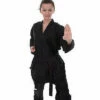 TKD Lightweight Student Taekwondo Uniform V-Neck Gi - Black