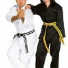 Medium Weight Student Karate Uniform Gi W/ White Belt Child Adult Size Black TKD