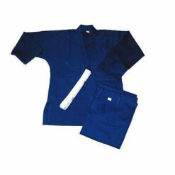 Single Weave Judo Uniform Gi - Blue With White Belt