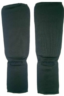 Martial Arts Armory Elastic Cloth Shin Guards - Black -boxing supplies shop martial arts armory black shin guards 2